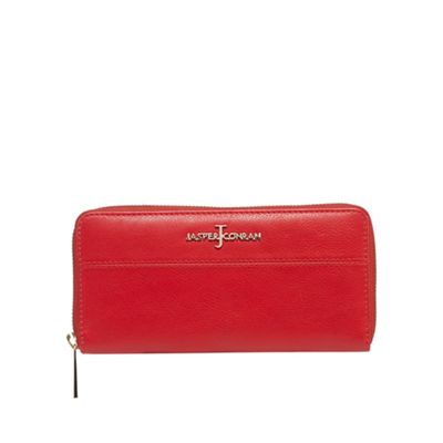 Red zip around leather wallet